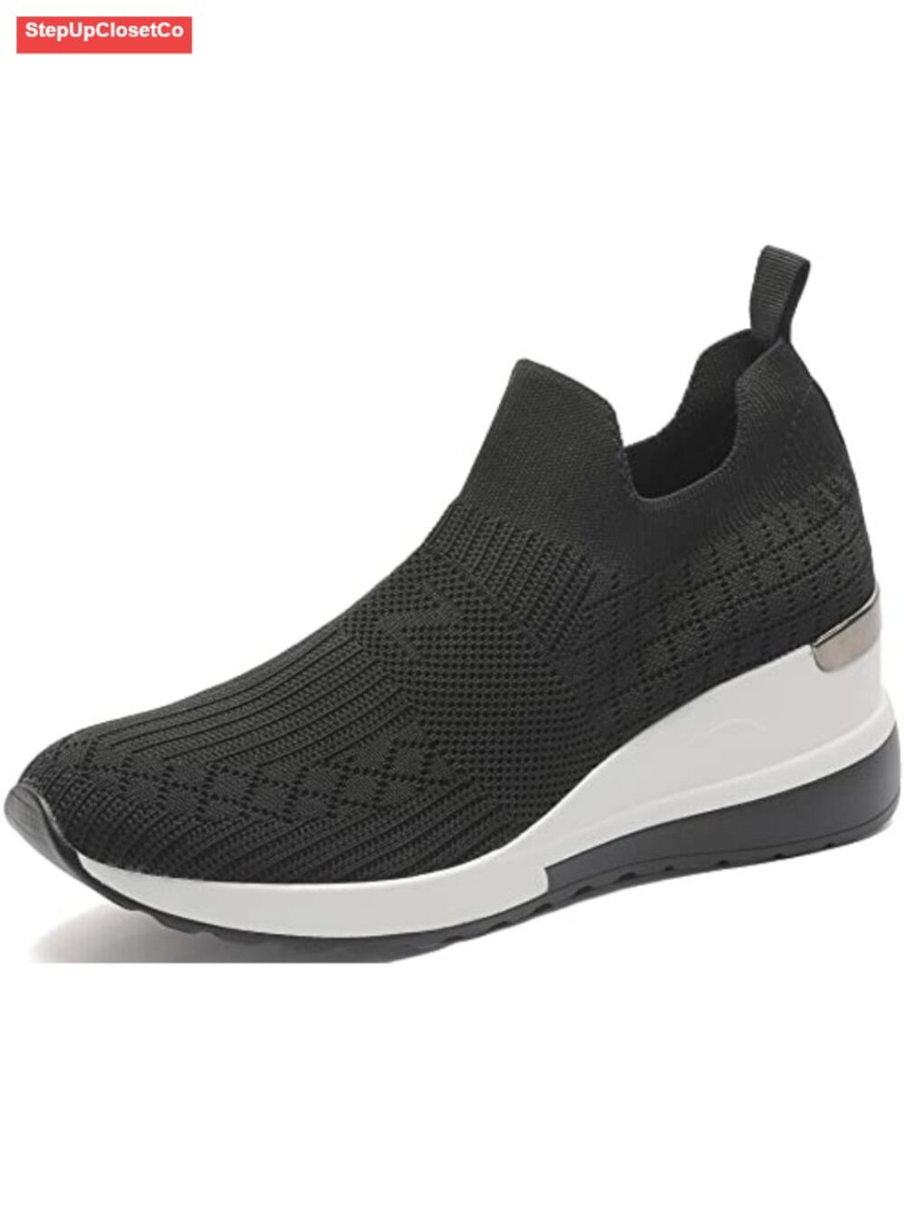 Women's Wedge Sneakers Breathable Knit High Heel Slip On Casual